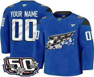 Men%27s Washington Capitals Customized Blue 50th Anniversary Authentic Jersey
